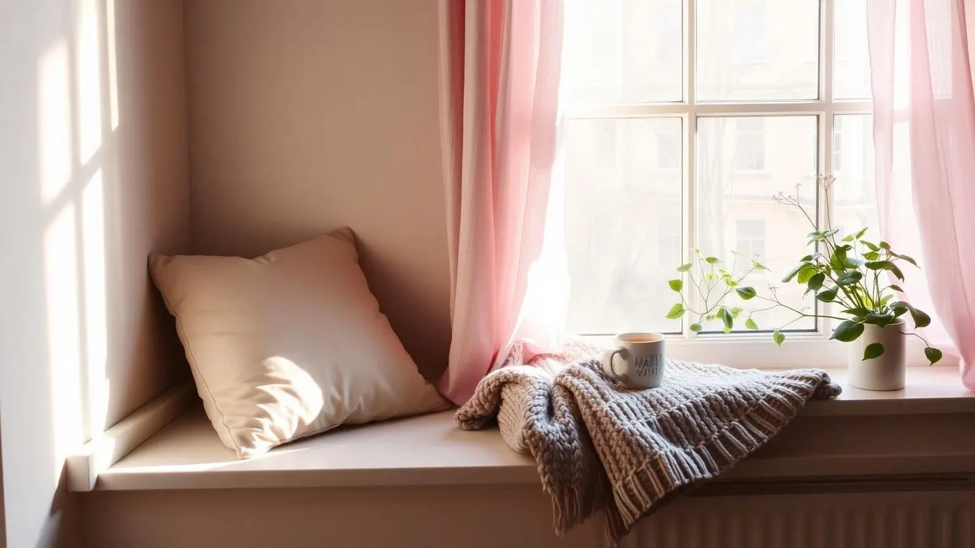 A calm window seat with soft morning light